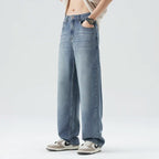 Spring Summer Thin Men's Loose Jeans Lyocell Draped Soft Fashion Loose Pants Streetswear Vintage Straight Y2K Denim Trousers