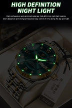 2025 Quartz Watch for Men Luxury Diamonds Gold Watch Waterproof Luminous Stainless Steel Business Men's Quartz Watch Mens Watch