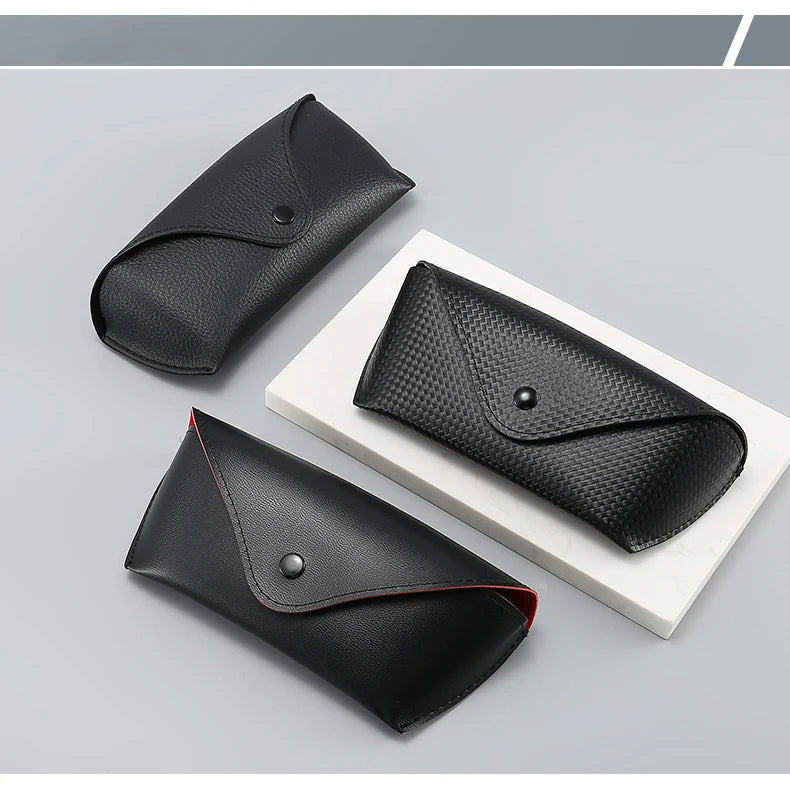 New Sunglasses Cases Large Black New Red Lined Leather Business Litchi Pattern Sunglasses Glasses Case  Eyewear Accessories