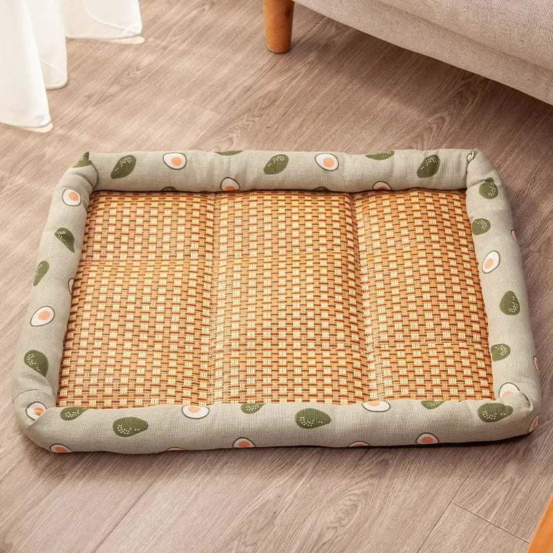 Summer Cat Nest Pet Cooling Mat Dog Cooling Sofa Breathable Pad Moistureproof Rattan Wear Cat Puppy Basket Mats cama para