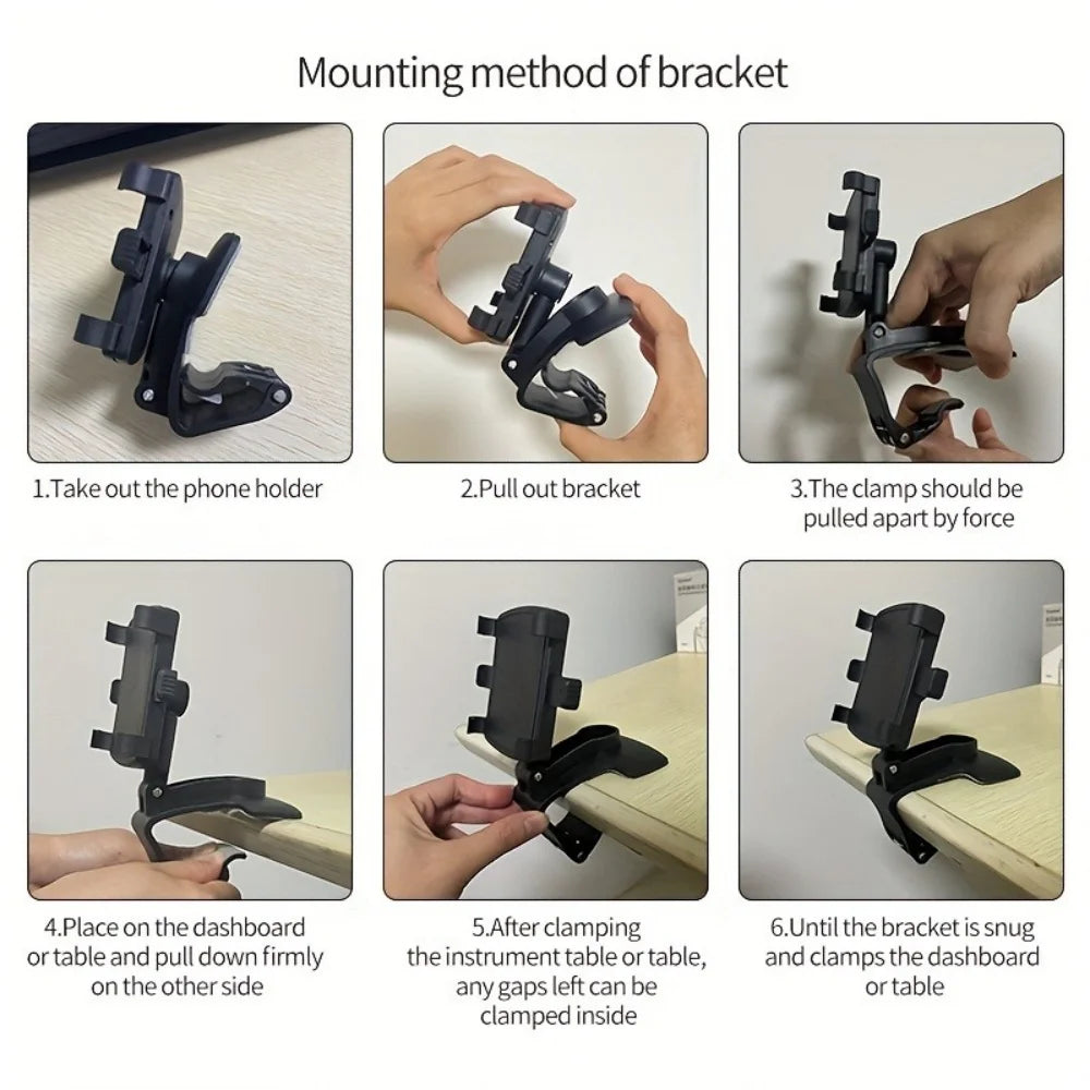 Universal Car Mobile Phone Holder Dashboard Easy Clip Mount Stand Cellphone Stand For GPS Navigation Windshield Hanging Holder