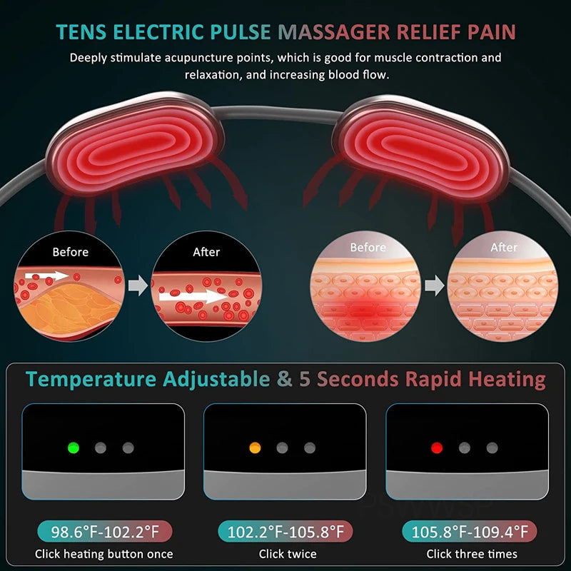 Smart Neck Massager with Heating Portable Cervical Spine Shoulder Pain Relief Hot Compress Therapy Muscle Relax Neck Protector