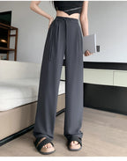 2025 New Spring Summer Tapered Wide Leg Suit Pants White High Waist Drop Hem Loose Straight Casual Slim Fit Trousers Female