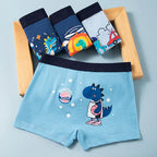 4Pcs Boys Boxers Breathable Children Boxer Briefs Cotton Cozy Comfy Kids Underwear Dinosaur Patterns Toddler Knickers 2-13Years