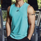 Summer men's gym fashion vest fitness training clothes quick drying loose fit sleeveless shirt men's sports basketball vest top