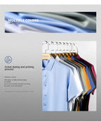 2023 Summer Short Sleeve High Density Silky Material Solid  Elastic Business Men Dress Shirts No Pocket Stretch Clothes
