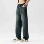 Spring Summer Thin Men's Loose Jeans Lyocell Draped Soft Fashion Loose Pants Streetswear Vintage Straight Y2K Denim Trousers