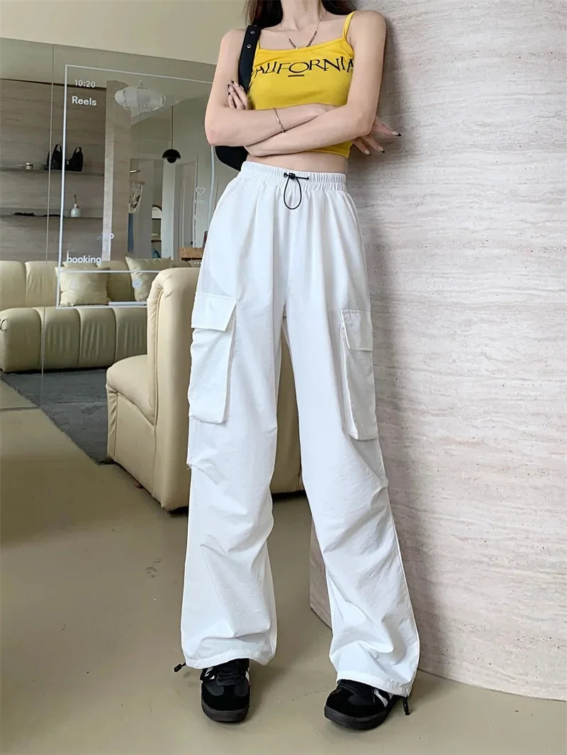 High Waist Wide Leg Workwear Pants Women's Spring 2024 Loose Sun Protection Casual Sports Thin Style Fashionable Trousers