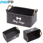Felt Pet Toy Storage Basket Foldable Dog Toy Box Large Capacity Storage Basket for Dog Cats Household Storage Container