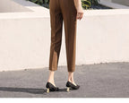 Office Lady Fashion Coffee Harlan Suit Pants Spring Summer Thin Women Koreon Women High Waist Casual Slim Cropped Trousers 2023