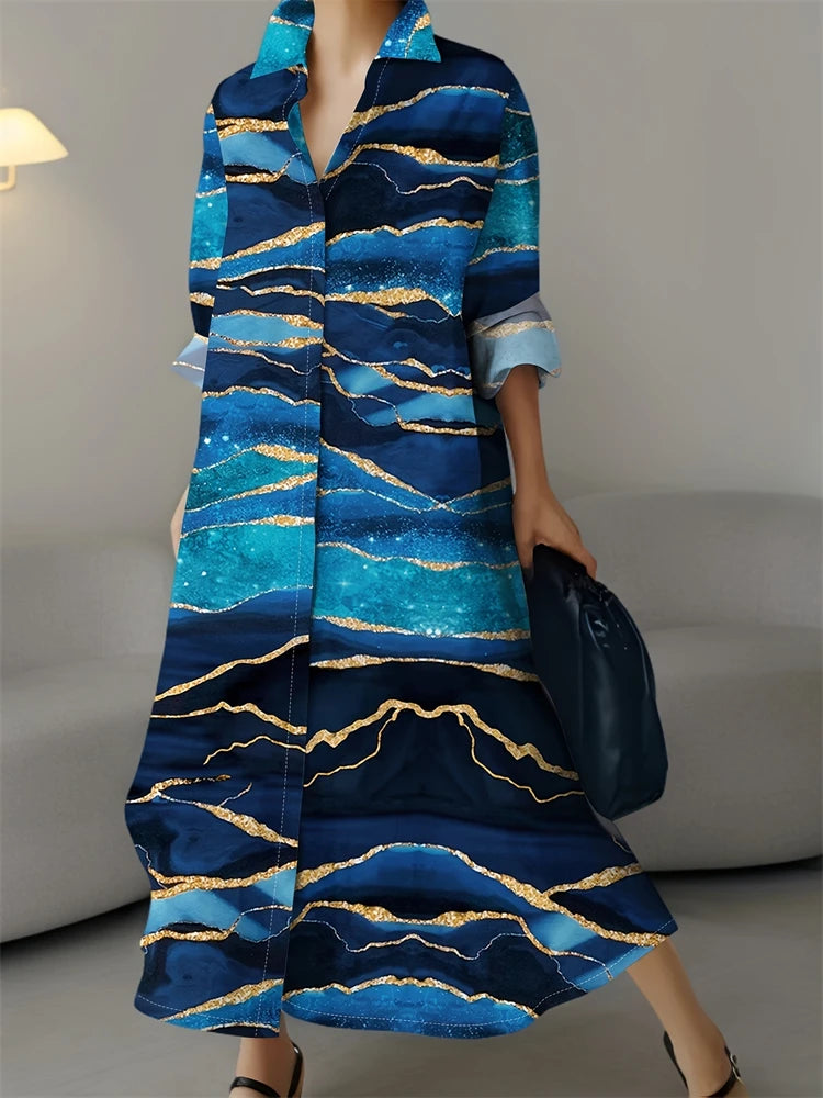 New Women's Fashion Shirt Dresses High Temperament Leopard Print Casual Dresses Women's Elegant Party Long Sleeve Dresses