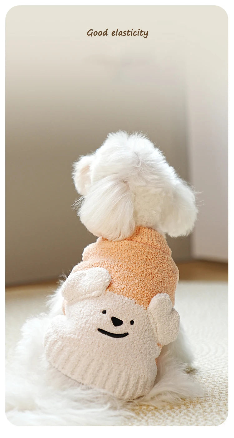 Warm Dog Sweaters Soft Comfortable Fleece Pet Sweaters for Small Dogs Cute Bear Puppy Knitted Coat for Chihuahua Maltese Bichon