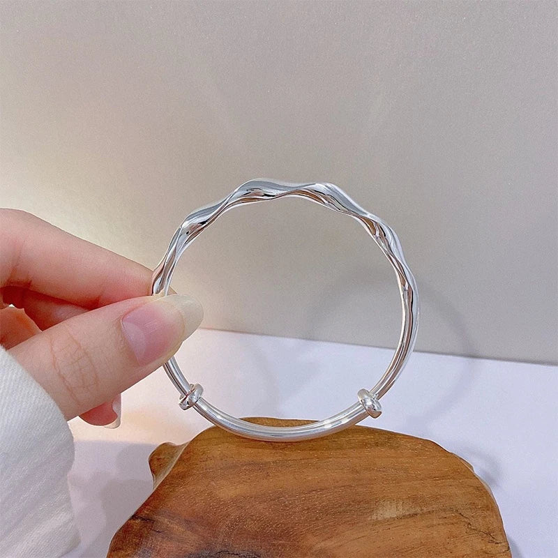 New Twist Bracelet Bangle Women Wave Bright Surface Ins Fashion Push Pull Adjustable Bangle Jewelry Y2K Accessories