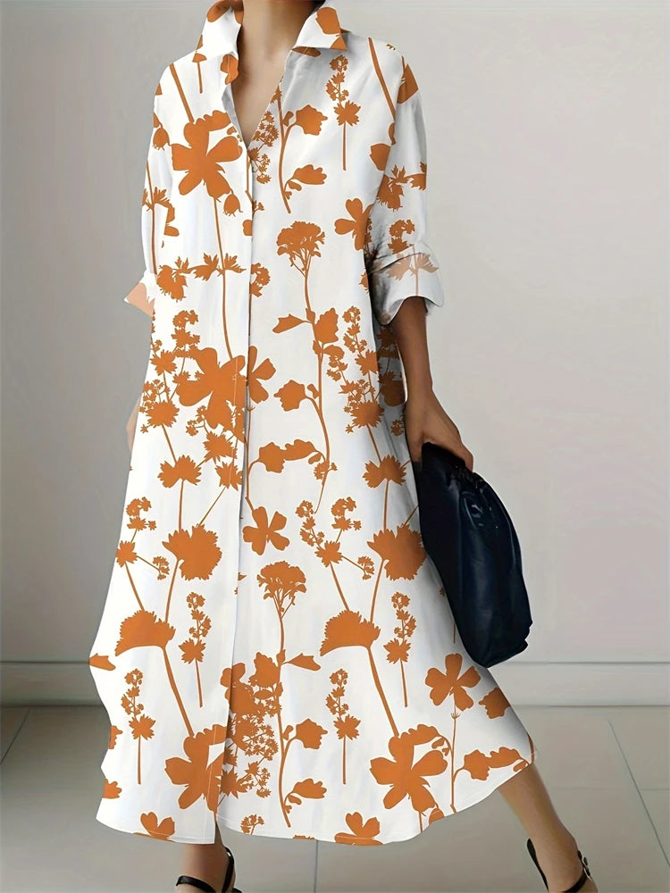 New Women's Fashion Shirt Dresses High Temperament Leopard Print Casual Dresses Women's Elegant Party Long Sleeve Dresses