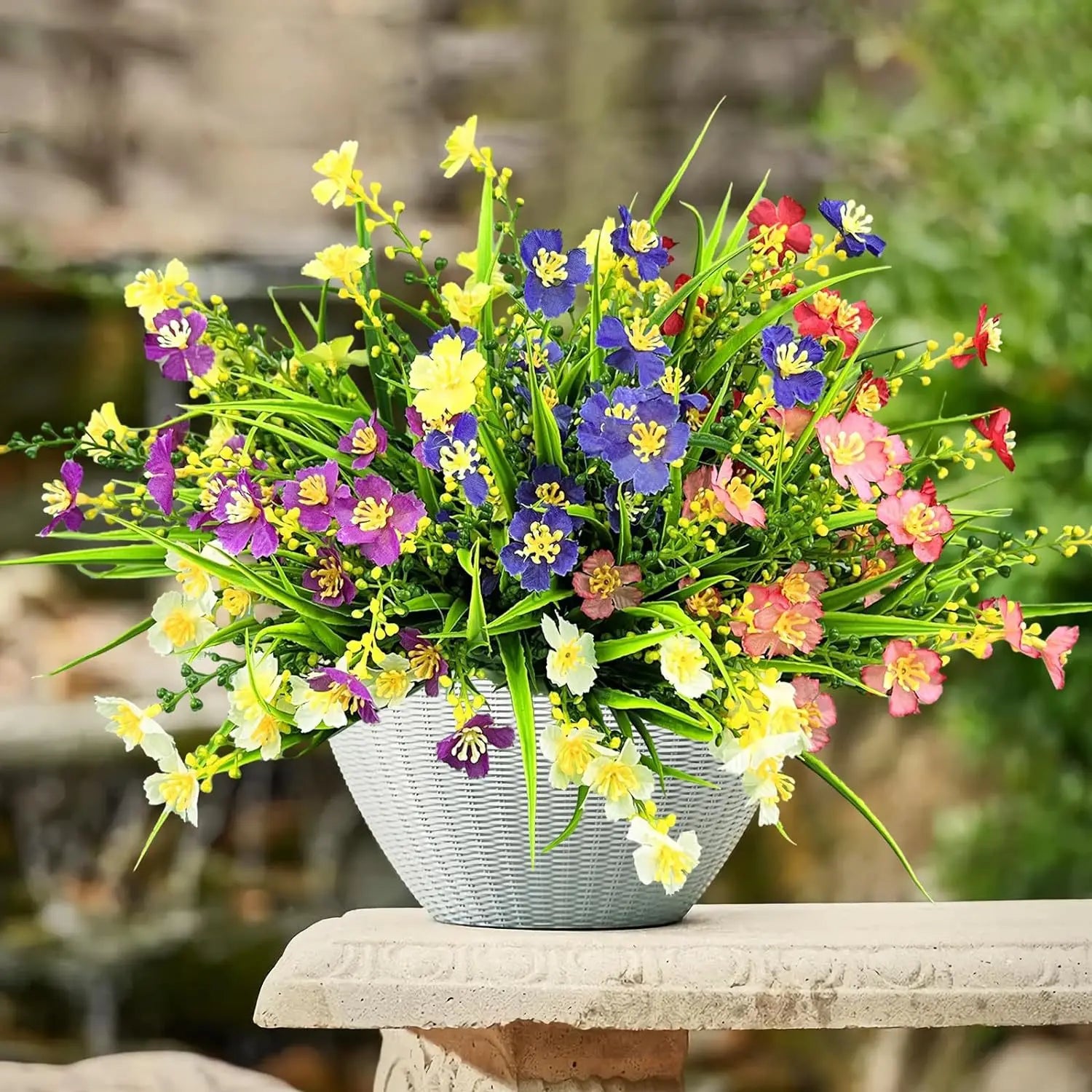 Artificial Flowers Outdoor UV Resistant Fake Plant for Home Garden Yard Wedding Decor Plastic Spring Summer Shrub Plants  Flower