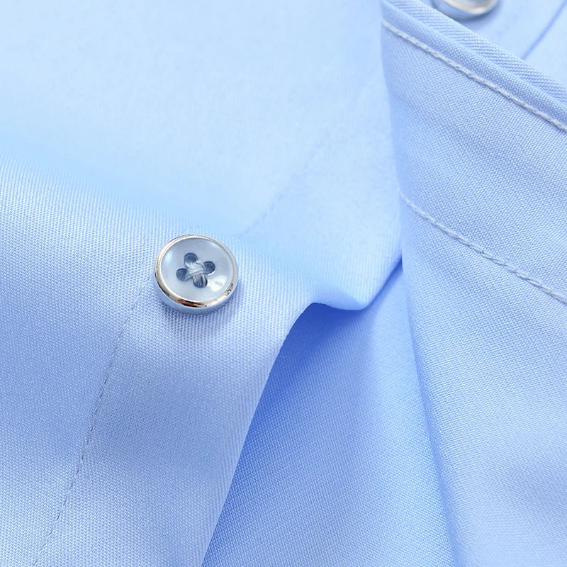 2023 Non-Iron Solid  Soft Easycare Stretch Shirts Men Spandex Long Sleeve Dress Shirt Men Office Shirts Men Clothing