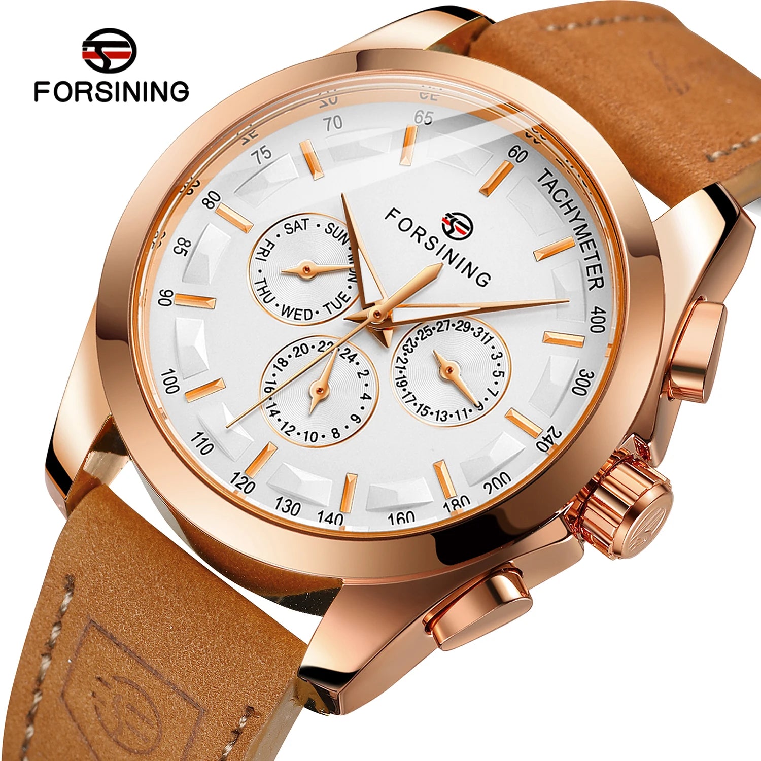 FORSINING Men Watches Automatic Mechanical Watch Luxury Gold Clock Genuine Leather Waterproof Watch Men Military Wristwatch Man