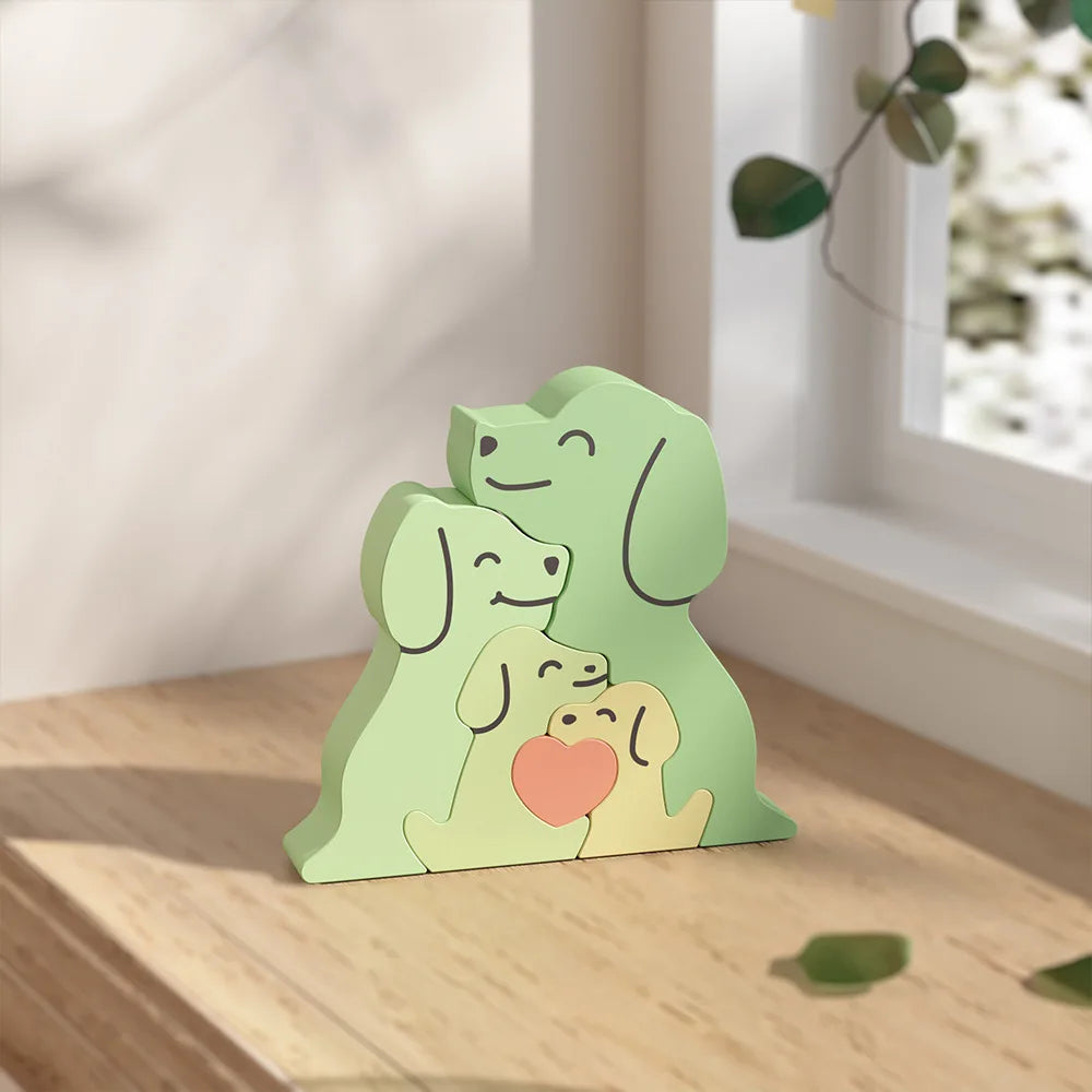 Dogs Family Puzzles Clay Silicone Mold Cat Bear Elephant Gypsum Plaster Mould Animal Craft Ornament Cement Concrete Resin Mold