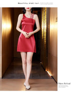 Silk Satin Halter Dress Spring Summer Sleeveless Base Vest Skirt Irregular Inner Wear Women's Clothing Dress Style