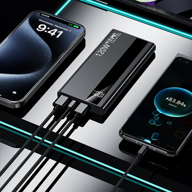 120W 50000mAh Power Bank High Capacity Digital Display Fast Charging Powerbank Portable Battery Charger Type C For iPhone