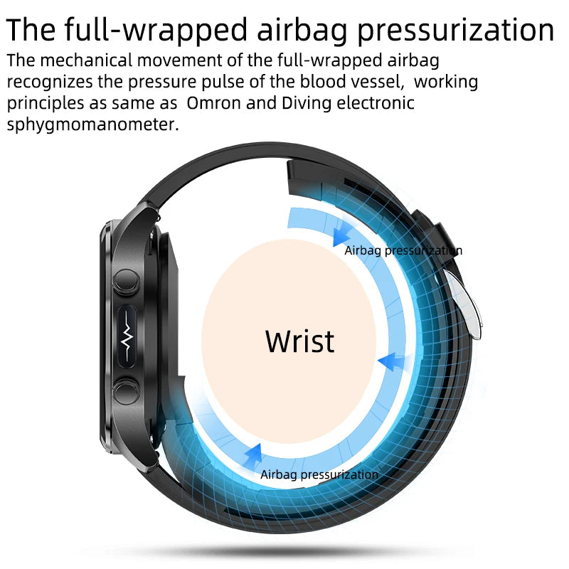 Sapphire Glass AMOLED Blood Pressure Smart Watches ECG Blood Oxygen Blood Pressure Air Pump Sport Health Tracking Smartwatch NFC