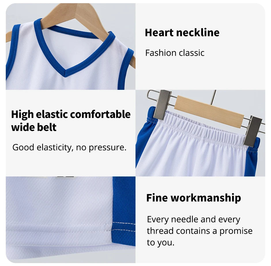 2 Pcs Summer Children's Quick Drying Sports Suit Boys' Comfortable And Breathable Multi-color Vest Girls' Running Casual Shorts