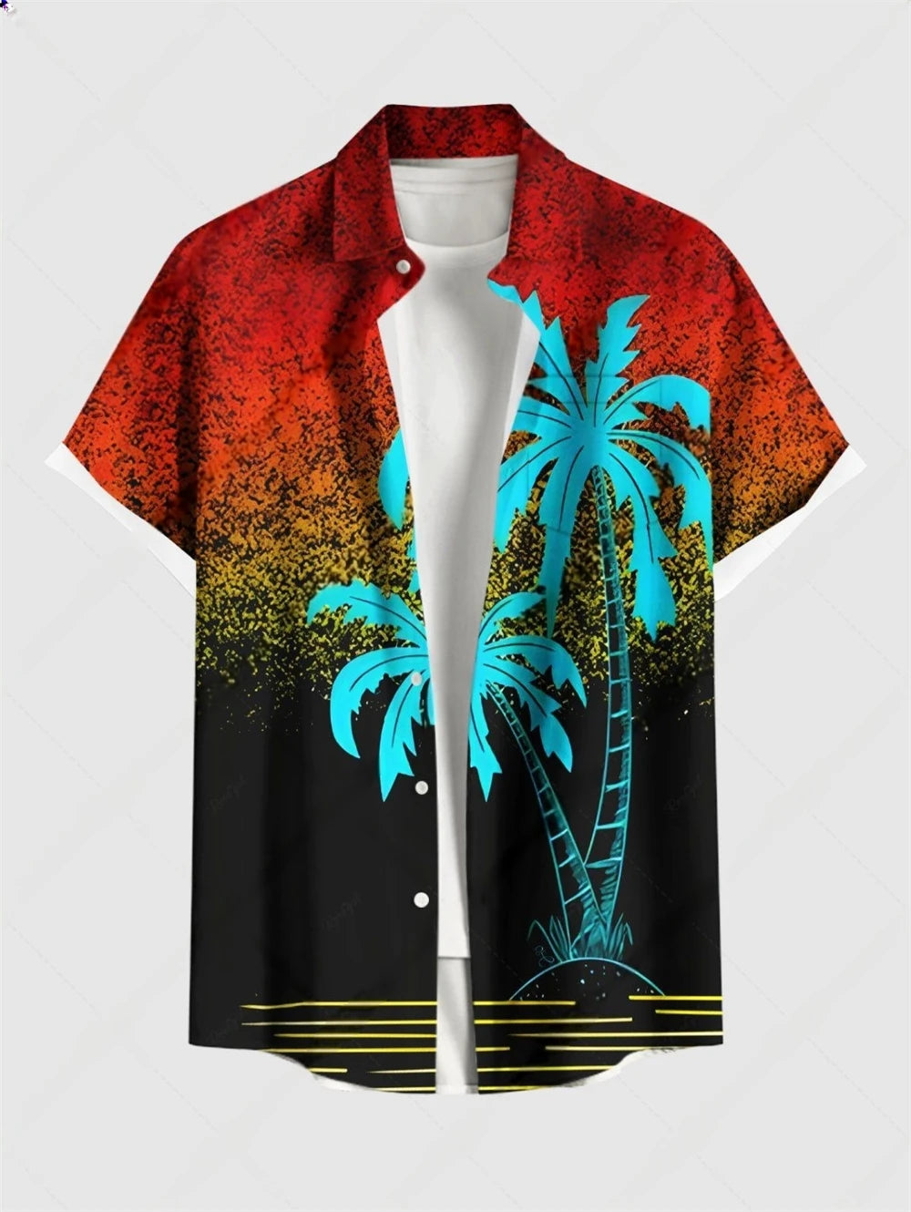 Hawaiian Men's Summer Casual Flower Korean Retro Shirt Geometric Print Short Sleeve Tops Casual Shirt for Men Short Sleeve Shirt