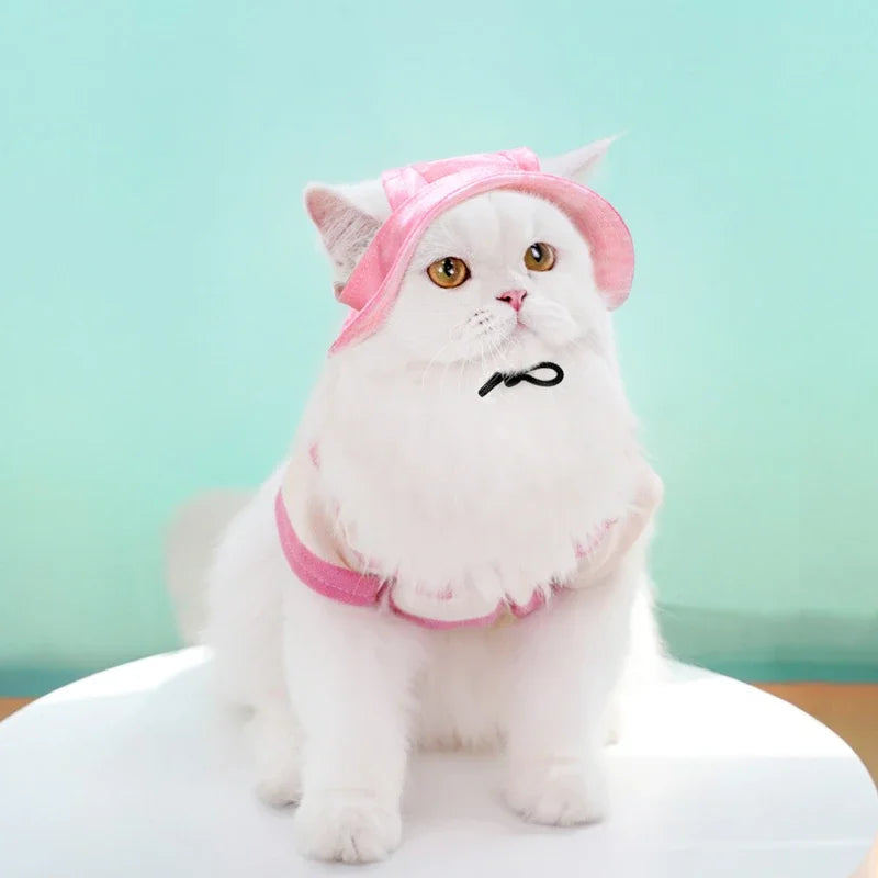 Dog Hat Cat Sunscreen Hats Cute Cap Outdoor Sports Hat with Ear Holes Adjustable for Small and Medium Dog Large Dogs Clothing