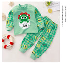 Spring Autumn Sleepwear Kids Comfort Cotton Pajamas Set Durable and Soft Unisex Cartoon Dinosaur for Boy Girl Children Clothes