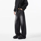 2025 New Retro Washed Straight-Leg Jeans For Men High Street Fashion Baggy Denim Pantalones Hombre Hip Hop Distressed Y2K Jean