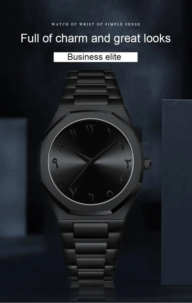 Modern Minimalist Personality Creative All-black Men's Watch Arabic Digital Sports Leisure Quartz Watch Unique Design Watch 2025