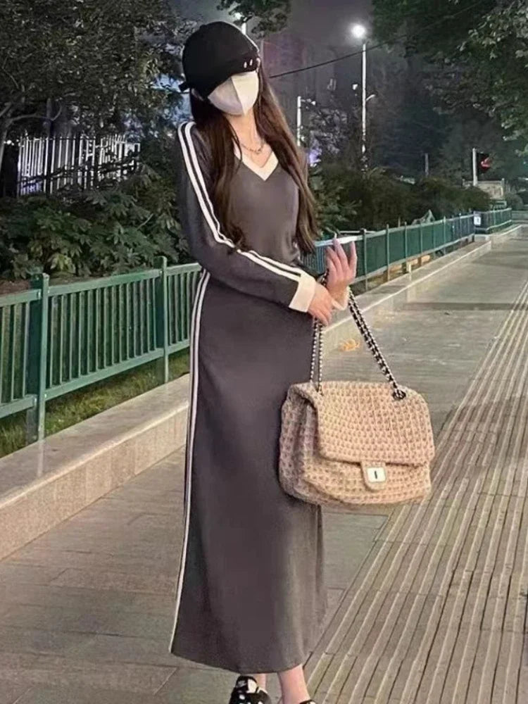 Plus Size 4xl 5xl Casual Slim Long Sleeve Dresses Summer Black Office Lady Womens Clothing Spring Korean Fashion Elegant Dress