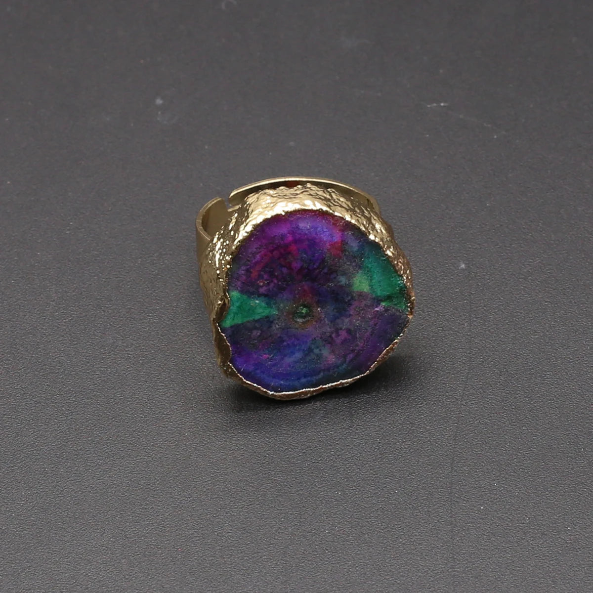 Natural Semi Precious Stones Irregular Crystal Druzy Rings Reiki Healing Embryo Agate Jewelry Accessories Party Gifts for Women