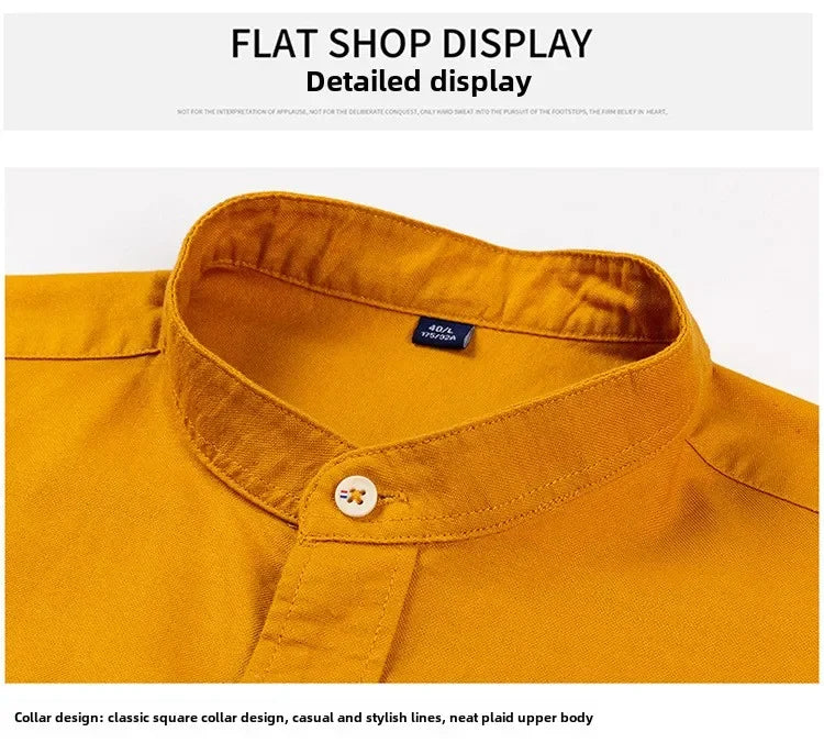 2025 Cotton Stand-up Neck Oxford Spinning Anti-wrinkle Casual  Spring  Autumn New Men's Shirt Jackets  Long Sleeve Shirt Men's