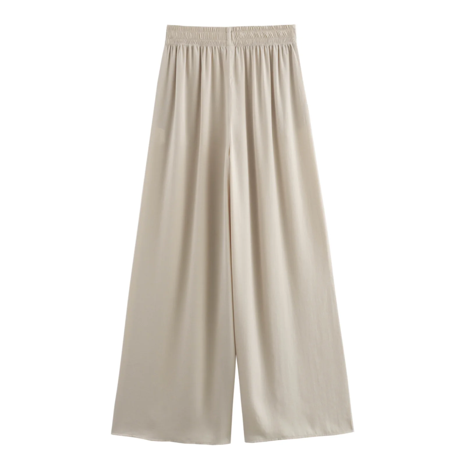 TFMLN New Women's High Waist Wide Leg Pants Fashion Elastic Waist Long Straight Trousers Lady Casual Solid Pocket Pants Summer