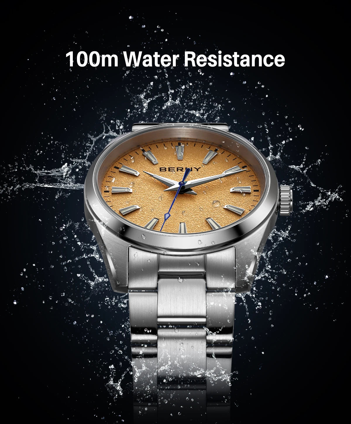 BERNY Watches for Men Luminous AR Sapphire Classic Dress Business Quartz Men's Watch 10ATM Elegant Fashion Casual Wristwatch