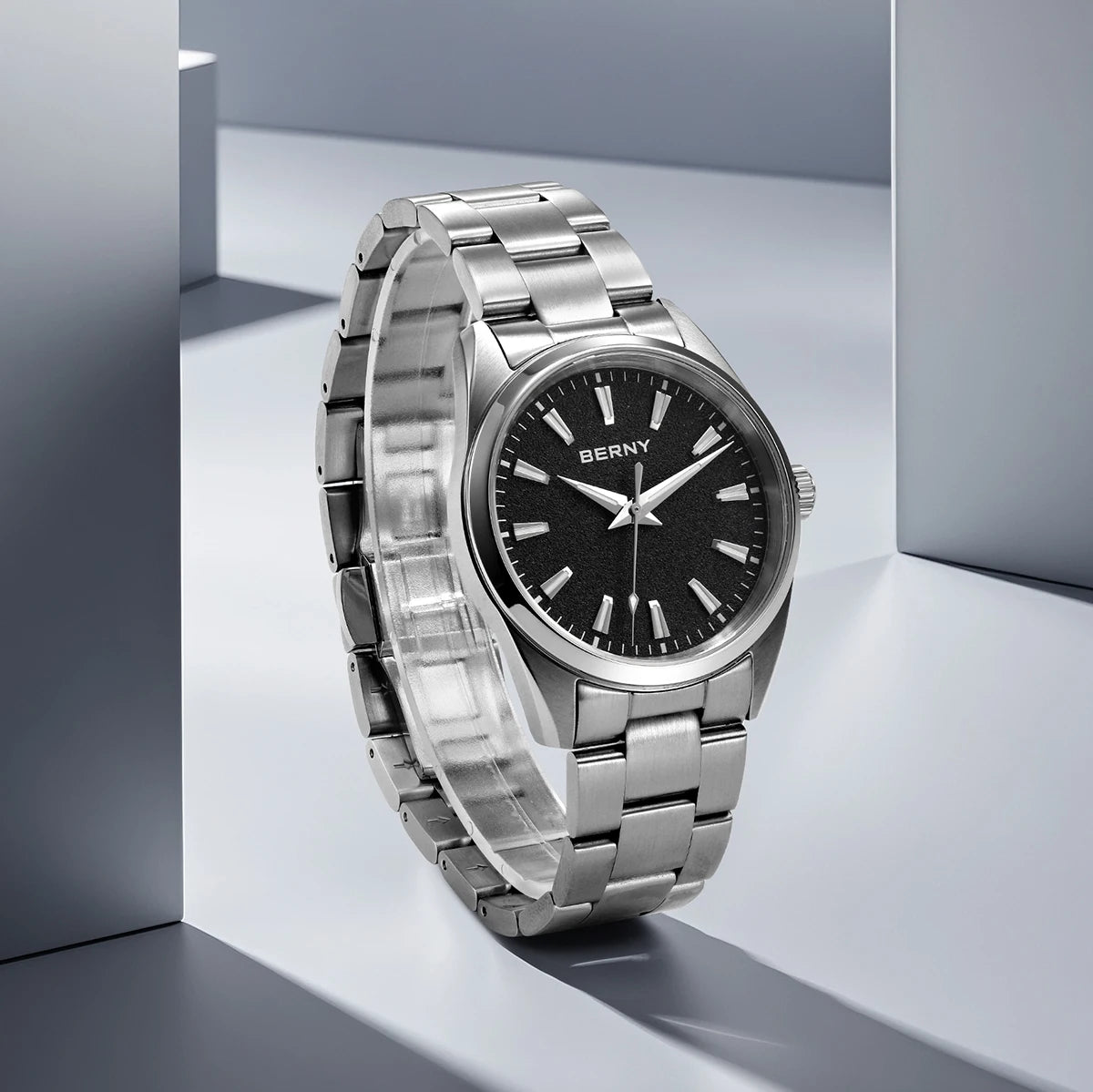 BERNY Watches for Men Luminous AR Sapphire Classic Dress Business Quartz Men's Watch 10ATM Elegant Fashion Casual Wristwatch
