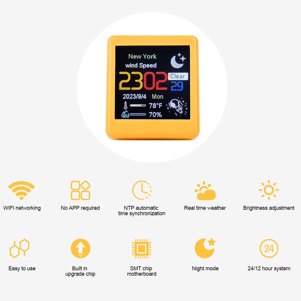 Smart desktop electronic clock WIFI weather and weather station small TV digital ornament