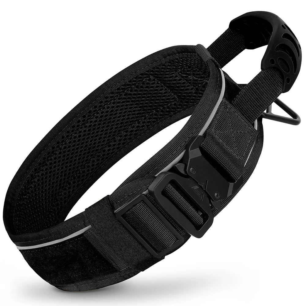 Nylon Durable Dog Collar Military Tactical Pet Training Collars Reflective Necklace With Handle Strong For Medium Large Dogs