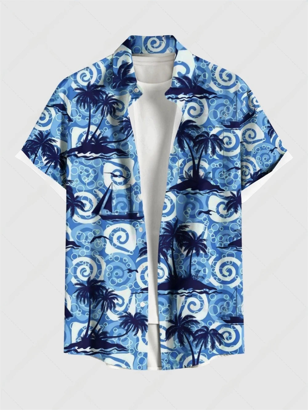 Hawaiian Men's Summer Casual Flower Korean Retro Shirt Geometric Print Short Sleeve Tops Casual Shirt for Men Short Sleeve Shirt