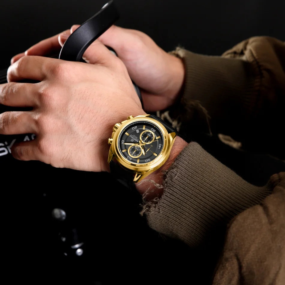 NAVIFORCE  Hands Wristwatches Genuine Leather Strap Alloy Case Casual Watches Dress Watch for Men Waterproof with Date Luminous