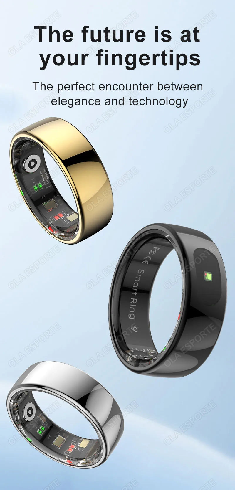 For Xiaomi Smart Ring Bluetooth Health Monitor Heart Rate Blood Oxygen Sleep Temperature Gesture Control Waterproof Sport Rings