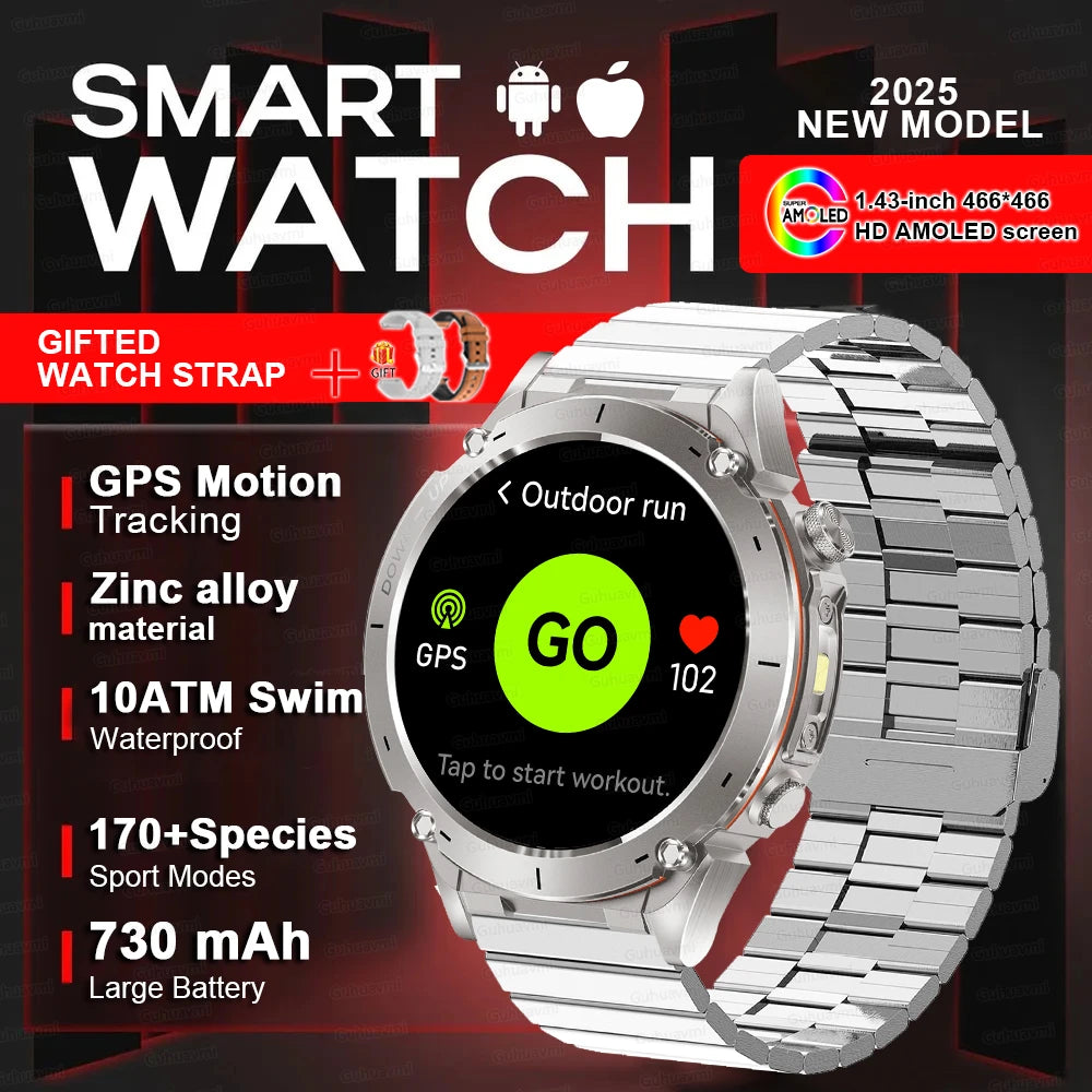 Men New Outdoors Sports Military GPS SmartWatch 10ATM Waterproof 730mAh High Battery Compass NFC HD Call For Huawei Xiaomi Watch