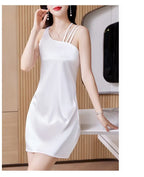 Silk Satin Halter Dress Spring Summer Sleeveless Base Vest Skirt Irregular Inner Wear Women's Clothing Dress Style
