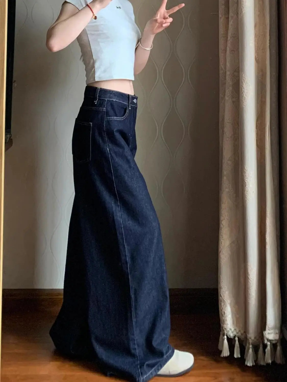 Harajuku Fashion Korean Popular Clothes Women's Denim Pants Bootcut Jeans Y2k Baggy American Vintage Pant Woman Clothing 2000s