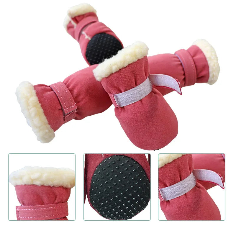 4Pcs /Set Winter Pet Shoes for Small Medium Dogs Windproof Boots Non Slip French Bulldog Chihuahua Shoes accesorios para perros