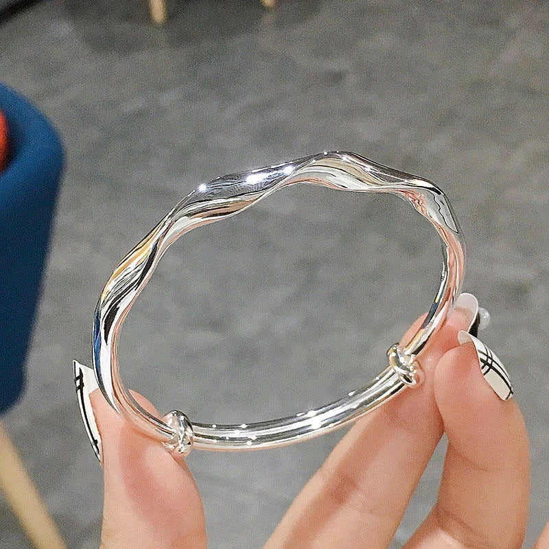 New Twist Bracelet Bangle Women Wave Bright Surface Ins Fashion Push Pull Adjustable Bangle Jewelry Y2K Accessories