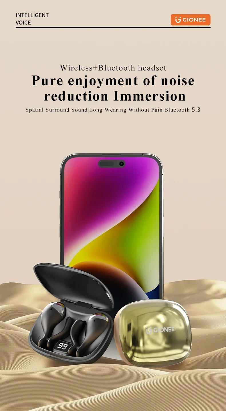 Gionee JL007 Ear Clip Equalize Earphones Wireless Bluetooth Earbuds ENC Noise Reduction Headphones with Mic Smart Equalizer App