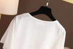Women Blouse And Tops Summer Short Sleeve Chiffon T-shirt Middle Age Female Fashion Pullover Tshirts Shirts Large Size L-6XL