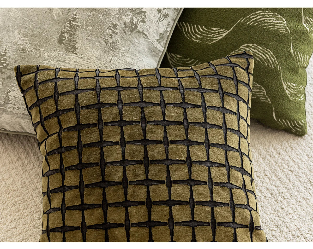 45X45CM Green Retro Throw Pillow Cover French Light Luxury Stamping Waist Cushion Cover Decor Home Decorative Pillowcase